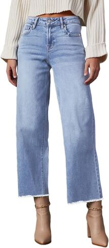 Wide Leg Jeans for Women High Waisted Stretchy Cropped Denime Pants Straight Leg Flare Baggy Jeans in Saudi Arabia