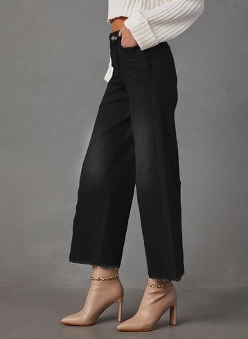 Wide Leg Jeans for Women High Waisted Stretchy Cropped Denime Pants Straight Leg Flare Baggy Jeans in Saudi Arabia