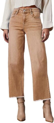 Wide Leg Jeans for Women High Waisted Stretchy Cropped Denime Pants Straight Leg Flare Baggy Jeans in Saudi Arabia