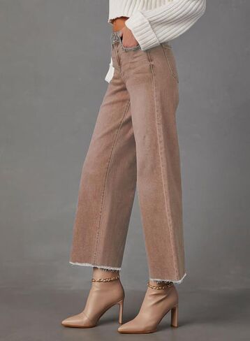 Wide Leg Jeans for Women High Waisted Stretchy Cropped Denime Pants Straight Leg Flare Baggy Jeans in Saudi Arabia