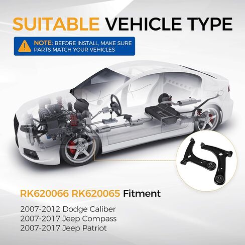 PAROD 8pcs Front Lower Control Arm Assembly Fit for 2007-2012 Dodge Caliber, 2007-2017 Jeep Compass, Patriot,Sway Bar Link, Inner Outer Tie Rod End, Left Right Replace for RK620066 RK620065 in Saudi Arabia