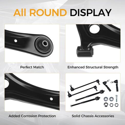 PAROD 8pcs Front Lower Control Arm Assembly Fit for 2007-2012 Dodge Caliber, 2007-2017 Jeep Compass, Patriot,Sway Bar Link, Inner Outer Tie Rod End, Left Right Replace for RK620066 RK620065 in Saudi Arabia