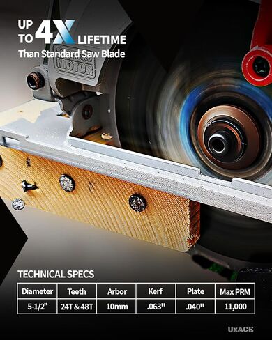 5-1/2-Inch 24-Tooth Circular Saw Blade with 10 mm Arbor, Framing Wood Cutting, Carbide Tip, Thin Kerf, for Plywood, MDF, OSB, Laminated, 2 Pack in Kuwait
