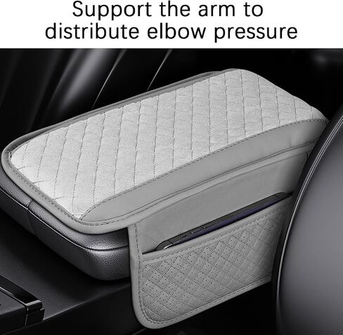 Car Center Console Cover, Leather Vehicle Armrest Cushion Pad with 2 Storage Bags, Auto Interior Middle Console Storage Box Protector Accessories, Universal for SUV, Sedan, Truck (Gray) in Saudi Arabia