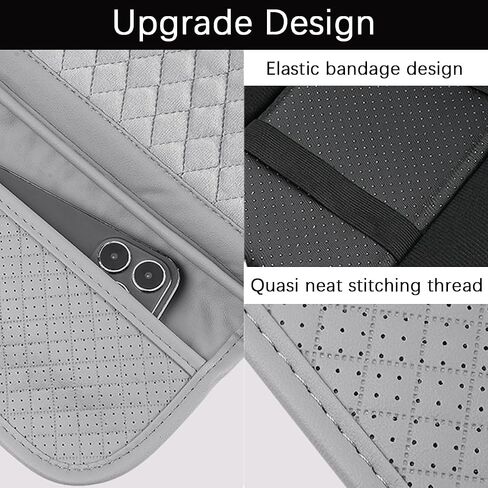 Car Center Console Cover, Leather Vehicle Armrest Cushion Pad with 2 Storage Bags, Auto Interior Middle Console Storage Box Protector Accessories, Universal for SUV, Sedan, Truck (Gray) in Saudi Arabia