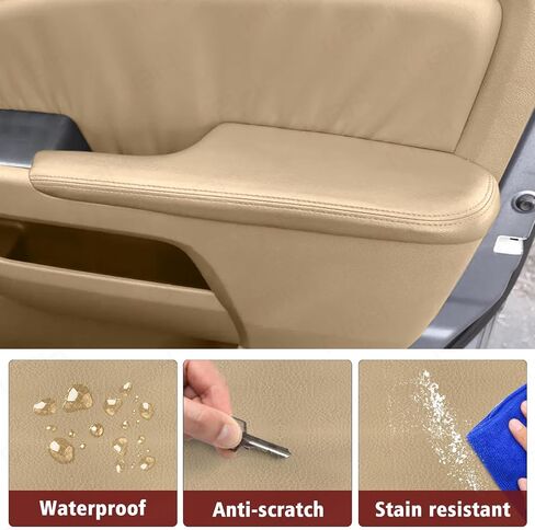 KBH Front Door Panel Armrest Cover Upholstery for Honda Odyssey 2008 2009 2010, PU Leather, Left and Right Side, Anti-Scratch, Light Grey in Saudi Arabia