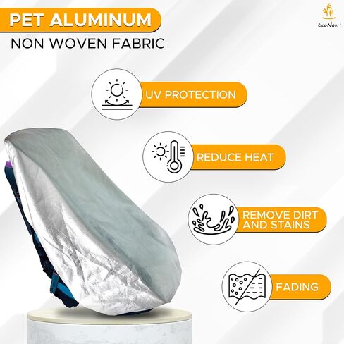 EcoNour Baby Car Seat Sun Shade Cover | Infant Car Seat Heat Protector | Reflective Shield Keeps Baby Seat Cool | UV Protection Baby Seat Cover for Travel | Blue in Kuwait
