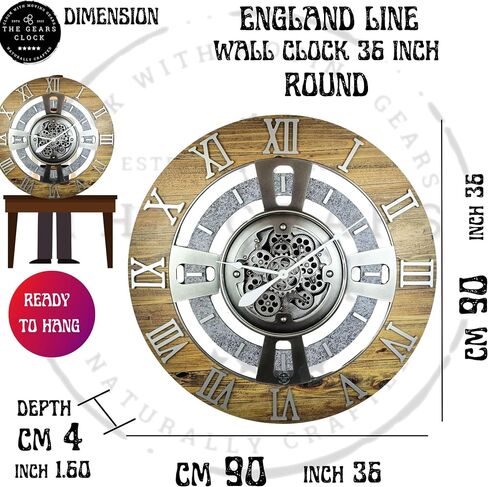 Lears Clock Gear Gear Clock Clock Line (الأسود القديم ، 36 بوصة (90 سم)) in Kuwait