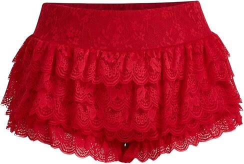 Floerns Women's Y2K Low Waisted Cute Scallop Trim Shorts Layered Hem Lace Mini Shorts in Saudi Arabia