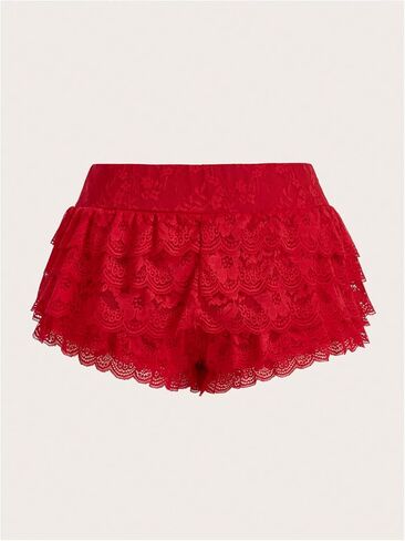 Floerns Women's Y2K Low Waisted Cute Scallop Trim Shorts Layered Hem Lace Mini Shorts in Saudi Arabia