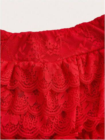 Floerns Women's Y2K Low Waisted Cute Scallop Trim Shorts Layered Hem Lace Mini Shorts in Saudi Arabia