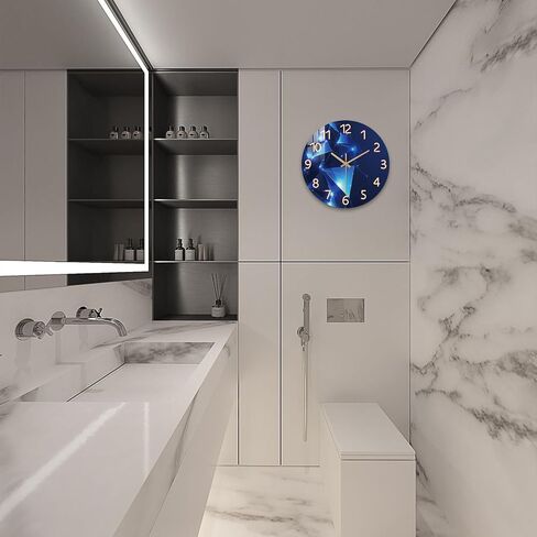 10 Inch Blue Marble Wall Clock Silent Non-Ticking - Kitchen Clocks Wall Battery Operated Battery Operated - Modern Wall-Clocks for Bathroom Office Bedroom Living Room Decor in Kuwait