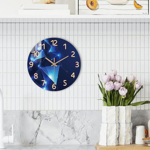 10 Inch Blue Marble Wall Clock Silent Non-Ticking - Kitchen Clocks Wall Battery Operated Battery Operated - Modern Wall-Clocks for Bathroom Office Bedroom Living Room Decor in Kuwait