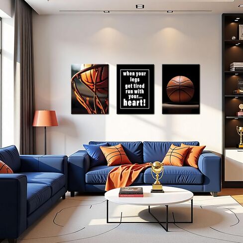Basketball Canvas Painting Wall Art Set of 3,Hand Inspirational Words Poster Prints,Sports Painting Wall Decor,for Living Room Kids Room Bedroom Bathroom Office 12x16 inch Framed in Saudi Arabia