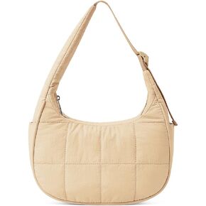 حقيبة حمل منتفخة مبطن للنساء ， كيس كتف الهلال الصغير المنتفخ ， كيس كروس نايلون مبطن مع حزام قابل للتعديل in Kuwait