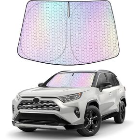 ZATOOTO Windshield Sun Shade for Toyota RAV4 2019-2025, Dazzling Honeycomb Coating Car Window Covers for Front Windshield, Blocks UV Rays and Reduces Heat, Car Sun Shade for Protecting Interiors in Kuwait