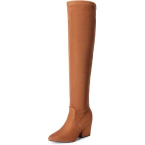 DREAM PAIRS Women's Pointed Toe Thigh High Over the Knee Boots Tall Chunky Blocked Heel Fall Long Fashion Sexy Boots in Saudi Arabia