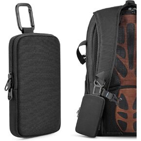 Backpack Strap Pouch Phone Holder Compatible with Cell Phone Under 7.3" x 4.5" x 0.7"(with case), Backpack Shoulder Strap Attachment Bag for Hikers, Travelers, Hunters and Commuters - Black in Kuwait