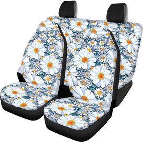Blue Plumeria Flower Print Car Front Rear Seat Covers All Weather Car Front Bucket Bench Split Cover Protector for Women Men in Kuwait