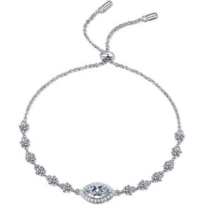14K Gold Over S925 Sterling Silver Stretch Adjustable Diamond Bracelet for Women, 1ct Marquise Cut Blue Diamond with 8.66"Chain, VVS1 Clarity D-Color, The perfect birthday present in Saudi Arabia