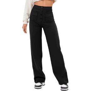 AIFARLD Straight Leg Pants for Women Flexipants High Waisted Button Stretchy Trousers Multiple Pockets Business Work Casual in Kuwait