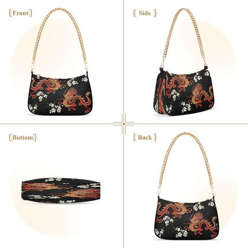 Shoulder Bags for Women Fire Water Dragon Hobo Tote Handbag Small Clutch Purse with Zipper Closure in Saudi Arabia