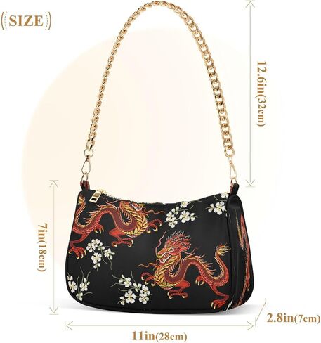 Shoulder Bags for Women Fire Water Dragon Hobo Tote Handbag Small Clutch Purse with Zipper Closure in Saudi Arabia