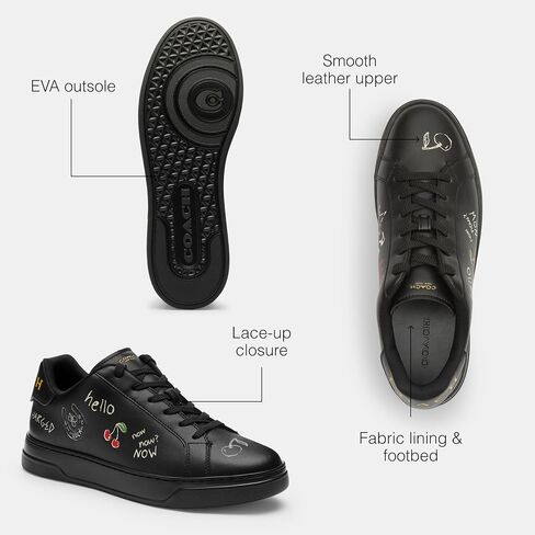 Coach Men's High Line Sneaker with Sketch Print, Charcoal/Black, 7.5 in Saudi Arabia