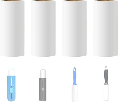 عبوات لينت بلس رولر مقاس 4 بوصات فقط من أجل مزيل الوبر القابل للسحب من فلينت بلس للملابس، بكرة لينت قابلة لإعادة الملء، عبوة 90 ورقة لاصقة إضافية (عبوة من 4، إجمالي 360 ورقة) in Kuwait