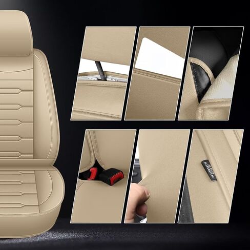 AOMSAZTO Car Seat Covers,Full Set 5 Seats Custom Fit for Kia Seltos 2021 2022 2023 2024 2025,Leather Car Seat Cover Seat Cushion Protector,Airbag Compatible Waterproof Black&Red in Saudi Arabia