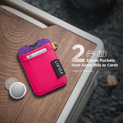 VULKIT Slim Card Holder Wallet with RFID Blocking, Elastic Pocket - Minimalist 5+ Card Holder, Keyring & ID Slot for Men Women Black in Saudi Arabia