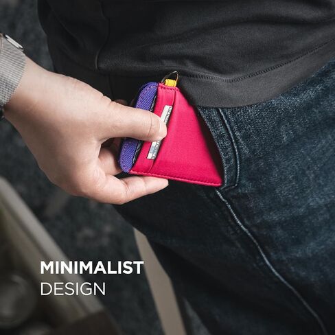 VULKIT Slim Card Holder Wallet with RFID Blocking, Elastic Pocket - Minimalist 5+ Card Holder, Keyring & ID Slot for Men Women Black in Saudi Arabia