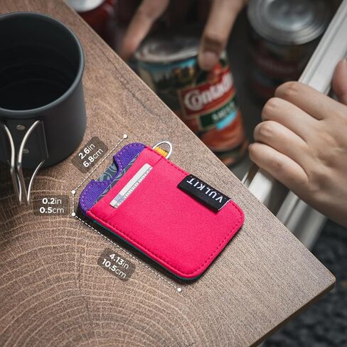VULKIT Slim Card Holder Wallet with RFID Blocking, Elastic Pocket - Minimalist 5+ Card Holder, Keyring & ID Slot for Men Women Black in Saudi Arabia