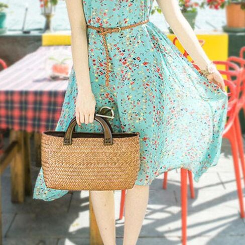 Women Straw Handbag Tote Bag Girls Handwoven Holiday Rattan Birthday Gift in Saudi Arabia