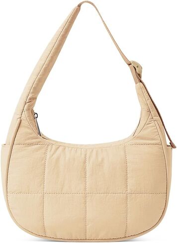 حقيبة حمل منتفخة مبطن للنساء ， كيس كتف الهلال الصغير المنتفخ ， كيس كروس نايلون مبطن مع حزام قابل للتعديل in Kuwait