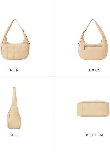 حقيبة حمل منتفخة مبطن للنساء ， كيس كتف الهلال الصغير المنتفخ ， كيس كروس نايلون مبطن مع حزام قابل للتعديل in Kuwait