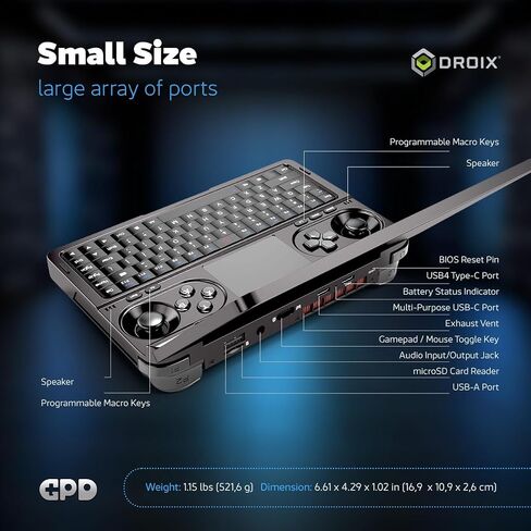 GPD Win Mini 2024 Handheld Gaming PC, AMD Ryzen 7 8840U, 8C/16T up to 5.1GHz, Radeon 780M GPU, 32GB LPDDR5 RAM, 1TB NVMe SSD, 7" 1080p 120Hz Touchscreen, Wi-Fi 6 in Saudi Arabia
