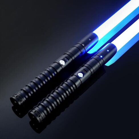 2 Pack XRGB 3.0 Double-Bladed Dueling Light Saber Set, Dual 2 in 1 Smooth Swing Motion Control Light Saber, 16 Sound Fonts Infinite Color Changing APP Control, Rechargeable Metal Hilt in Kuwait