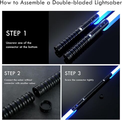 2 Pack XRGB 3.0 Double-Bladed Dueling Light Saber Set, Dual 2 in 1 Smooth Swing Motion Control Light Saber, 16 Sound Fonts Infinite Color Changing APP Control, Rechargeable Metal Hilt in Kuwait
