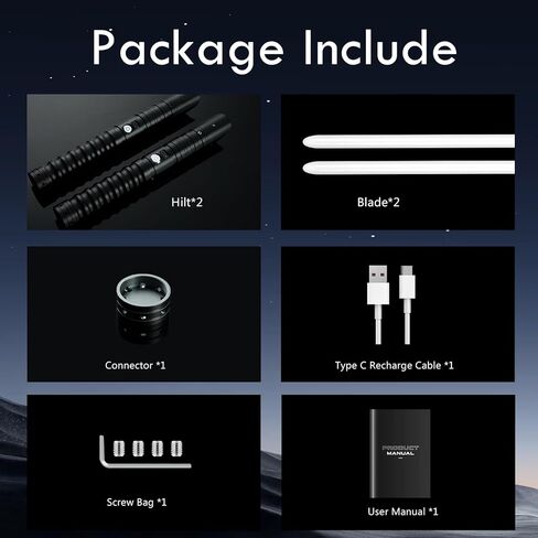 2 Pack XRGB 3.0 Double-Bladed Dueling Light Saber Set, Dual 2 in 1 Smooth Swing Motion Control Light Saber, 16 Sound Fonts Infinite Color Changing APP Control, Rechargeable Metal Hilt in Kuwait