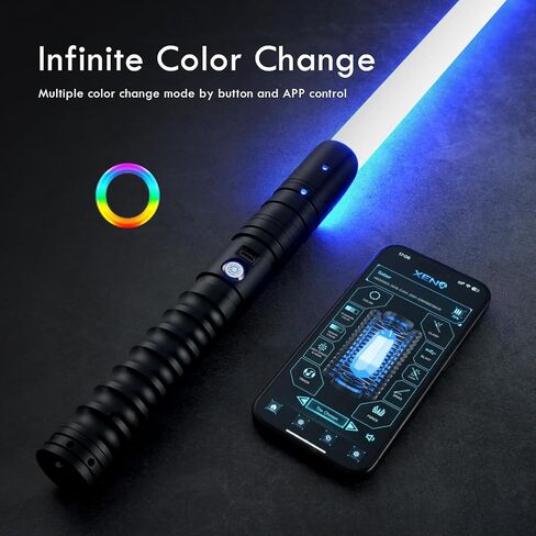 2 Pack XRGB 3.0 Double-Bladed Dueling Light Saber Set, Dual 2 in 1 Smooth Swing Motion Control Light Saber, 16 Sound Fonts Infinite Color Changing APP Control, Rechargeable Metal Hilt in Kuwait