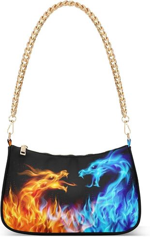 Shoulder Bags for Women Fire Water Dragon Hobo Tote Handbag Small Clutch Purse with Zipper Closure in Saudi Arabia