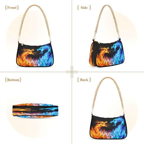 Shoulder Bags for Women Fire Water Dragon Hobo Tote Handbag Small Clutch Purse with Zipper Closure in Saudi Arabia