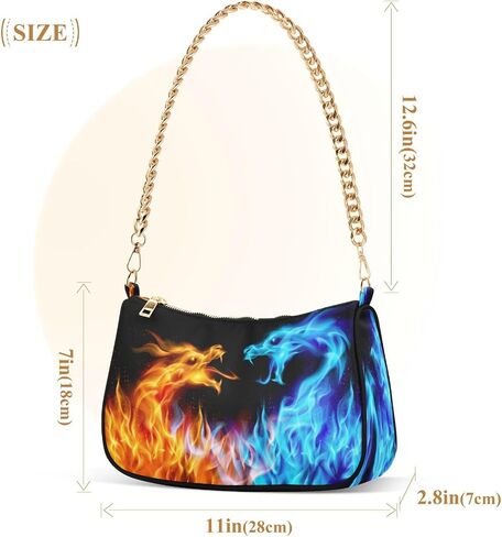 Shoulder Bags for Women Fire Water Dragon Hobo Tote Handbag Small Clutch Purse with Zipper Closure in Saudi Arabia