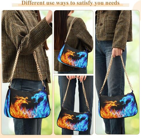 Shoulder Bags for Women Fire Water Dragon Hobo Tote Handbag Small Clutch Purse with Zipper Closure in Saudi Arabia