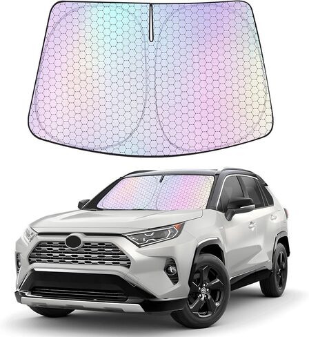 ZATOOTO Windshield Sun Shade for Toyota RAV4 2019-2025, Dazzling Honeycomb Coating Car Window Covers for Front Windshield, Blocks UV Rays and Reduces Heat, Car Sun Shade for Protecting Interiors in Kuwait
