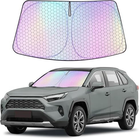 ZATOOTO Windshield Sun Shade for Toyota RAV4 2019-2025, Dazzling Honeycomb Coating Car Window Covers for Front Windshield, Blocks UV Rays and Reduces Heat, Car Sun Shade for Protecting Interiors in Kuwait
