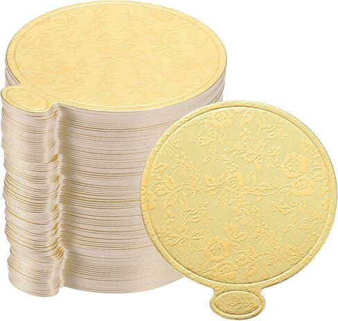 uxcell 200pcs Mini Cake Boards, Mousse Cake Cardboards Round Cake Bases Plates Cupcake Dessert Displays Base Tray for Cupcakes, Cakes, Dessert Base - Grease Proof (Gold) in Saudi Arabia