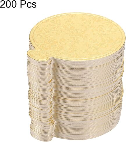 uxcell 200pcs Mini Cake Boards, Mousse Cake Cardboards Round Cake Bases Plates Cupcake Dessert Displays Base Tray for Cupcakes, Cakes, Dessert Base - Grease Proof (Gold) in Saudi Arabia