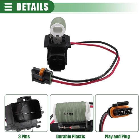 Motoforti Radiator Fan Blower Motor Relay Resistor Resistance, Engine Cooling Fan Motor Wiring Harness, for Dodge Charger Challenger for Chrysler 300 2009-2023, Plastic, No.68050128AA, Black in Saudi Arabia